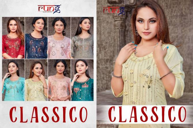 Rung Classico Fancy Ethnic Wear Silk  Designer Kurti Collection